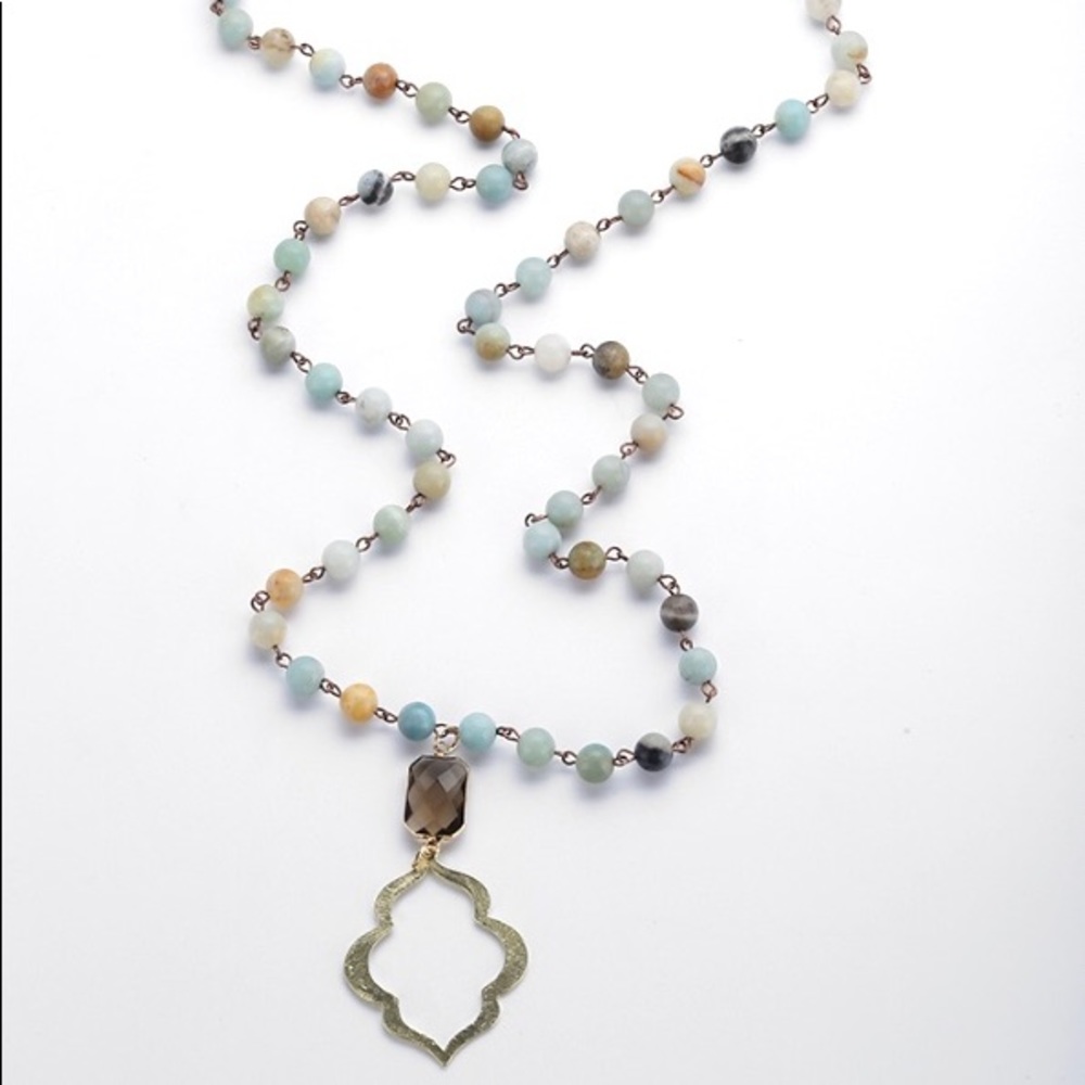 NEW 🌸💎 Amazonite and crystal pendant necklace - Picture 2 of 4